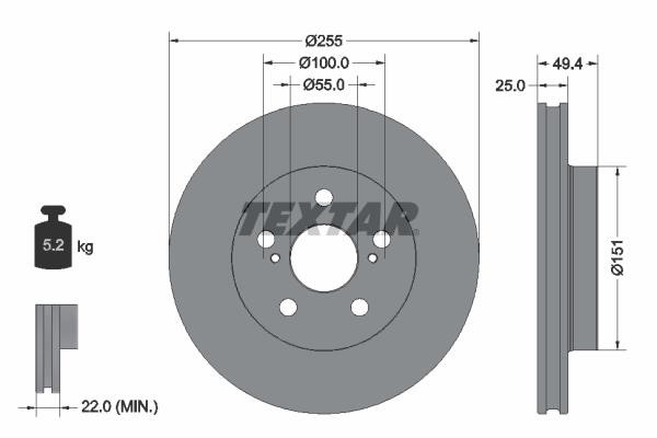Textar 92301703 Ventilated disc brake, 1 pcs. 92301703: Buy near me in Poland at 2407.PL - Good price!