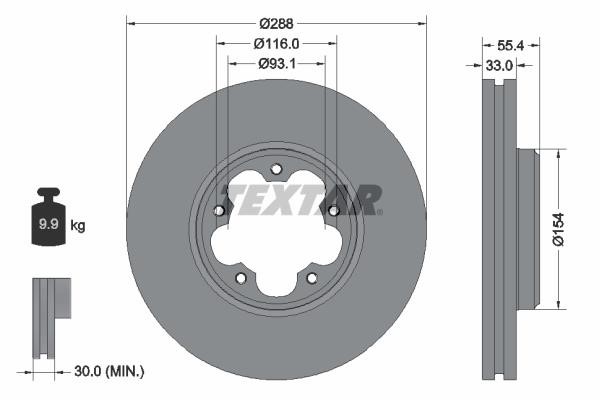 Textar 92320303 Front brake disc ventilated 92320303: Buy near me in Poland at 2407.PL - Good price!