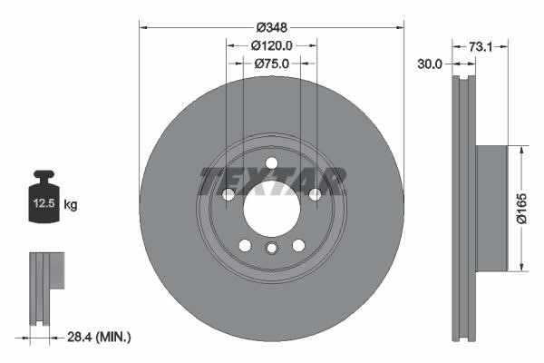 Textar 92320405 Ventilated front left brake disc 92320405: Buy near me in Poland at 2407.PL - Good price!
