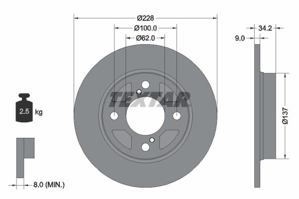 Textar 92303603 Rear brake disc, non-ventilated 92303603: Buy near me at 2407.PL in Poland at an Affordable price!