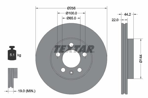 Textar 92303803 Front brake disc ventilated 92303803: Buy near me in Poland at 2407.PL - Good price!