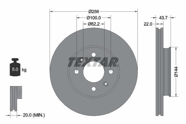 Textar 92304603 Front brake disc ventilated 92304603: Buy near me in Poland at 2407.PL - Good price!