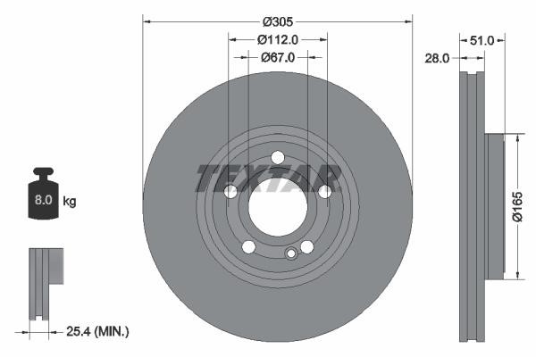 Textar 92323405 Front brake disc ventilated 92323405: Buy near me in Poland at 2407.PL - Good price!