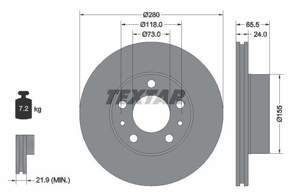 Textar 92305203 Front brake disc ventilated 92305203: Buy near me in Poland at 2407.PL - Good price!