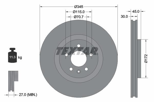 Textar 92323705 Тормозной диск передний вентилируемый 92323705: Отличная цена - Купить в Польше на 2407.PL!