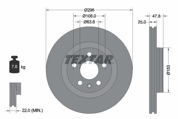 Textar 92323905 Front brake disc ventilated 92323905: Buy near me in Poland at 2407.PL - Good price!