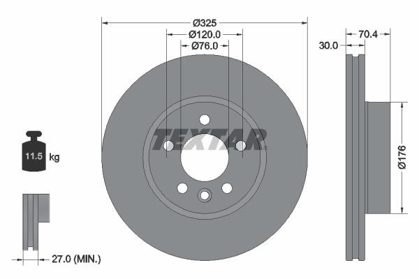 Textar 92305905 Тормозной диск передний вентилируемый 92305905: Отличная цена - Купить в Польше на 2407.PL!