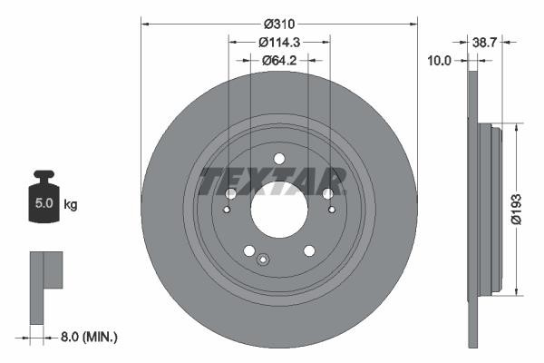Textar 92306103 Rear brake disc, non-ventilated 92306103: Buy near me in Poland at 2407.PL - Good price!