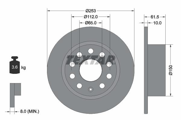 Textar 92306603 Rear brake disc, non-ventilated 92306603: Buy near me in Poland at 2407.PL - Good price!