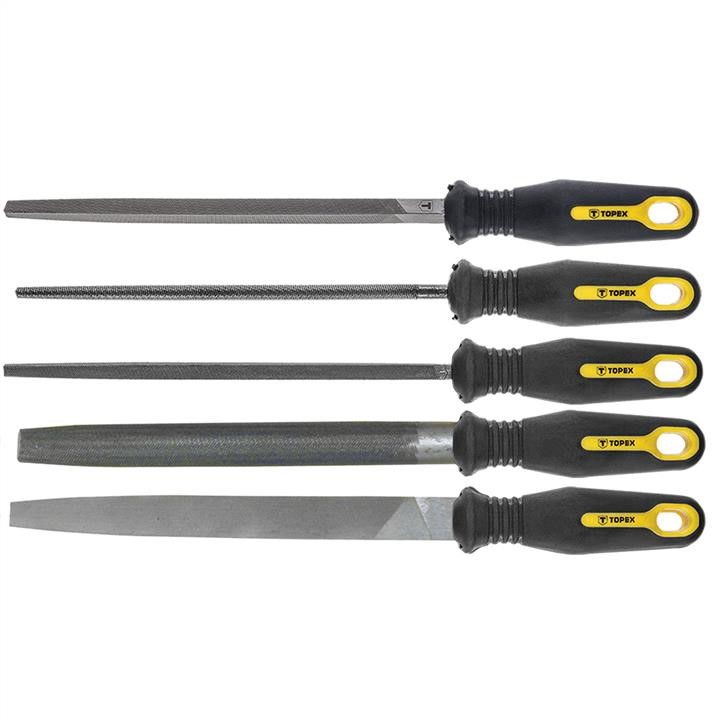 Topex 06A250 Steel file set 5pcs. (flat, half-round, round, square, triangular) - 200mm 06A250: Buy near me in Poland at 2407.PL - Good price!