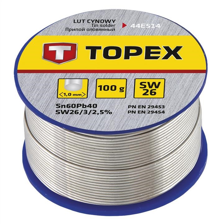 Topex 44E514 Tin solder, 60% Sn: 1.0 mm wire and SW 26 flux. 100 g, electronics - blister 44E514: Buy near me in Poland at 2407.PL - Good price!
