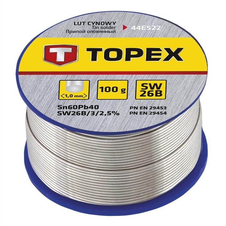 Topex 44E522 Tin solder, 60% Sn: 1.0 mm wire and SW 26B flux. 100 g, electrical engineering - blister 44E522: Buy near me in Poland at 2407.PL - Good price!