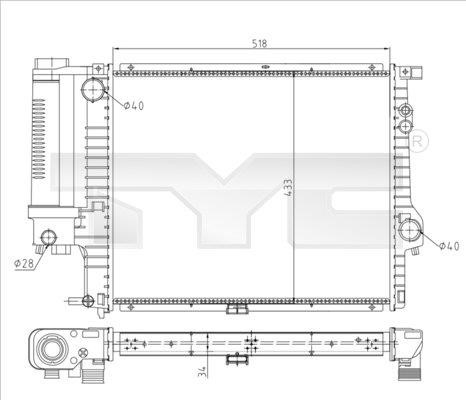 TYC 703-0010-R Radiator, engine cooling 7030010R: Buy near me in Poland at 2407.PL - Good price!