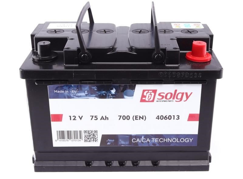 Solgy 406013 Battery Solgy 12V 75AH 700A(EN) R+ 406013: Buy near me at 2407.PL in Poland at an Affordable price!