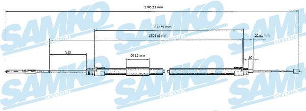 Samko C0077B Трос стояночного тормоза C0077B: Отличная цена - Купить в Польше на 2407.PL!