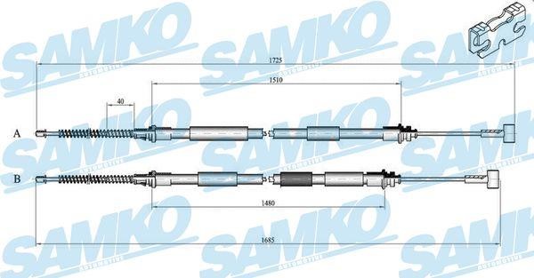 Samko C0235B Трос стояночного тормоза C0235B: Отличная цена - Купить в Польше на 2407.PL!