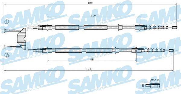 Samko C0537B Трос стояночного тормоза C0537B: Отличная цена - Купить в Польше на 2407.PL!