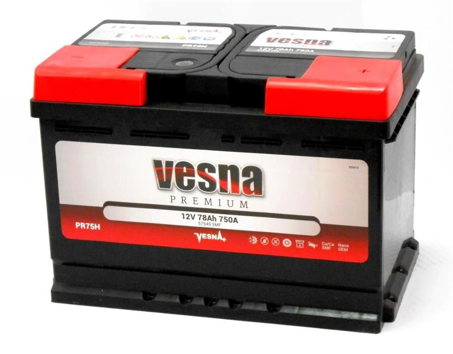 Vesna 415275 Battery Vesna Premium 12V 78AH 750A(EN)R+ 415275: Buy near me in Poland at 2407.PL - Good price!