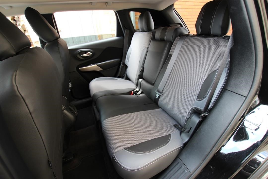 Set of covers for Kia Carens (5 seats), grey with black center and red leather insert EMC Elegant 5254_VP005