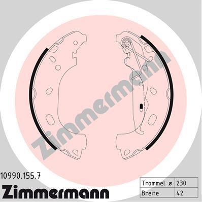 Otto Zimmermann 10990.155.7 Brake shoe set 109901557: Buy near me in Poland at 2407.PL - Good price!