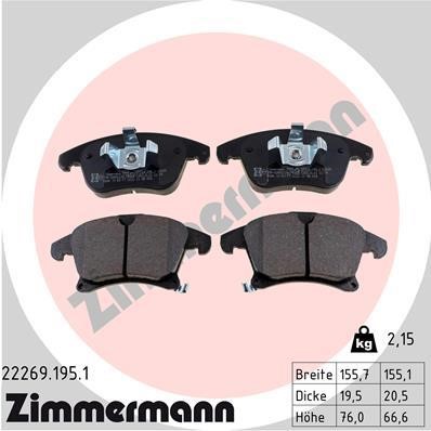 Otto Zimmermann 222691951 Brake Pad Set, disc brake 222691951: Buy near me at 2407.PL in Poland at an Affordable price!