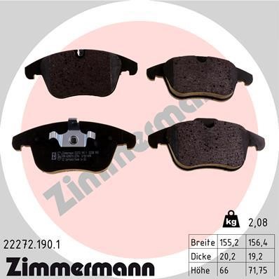 Otto Zimmermann 22272.190.1 Front disc brake pads, set 222721901: Buy near me in Poland at 2407.PL - Good price!