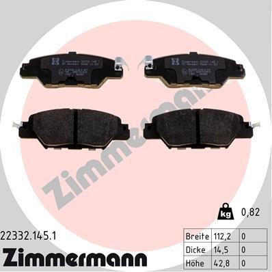 Otto Zimmermann 22332.145.1 Brake Pad Set, disc brake 223321451: Buy near me at 2407.PL in Poland at an Affordable price!