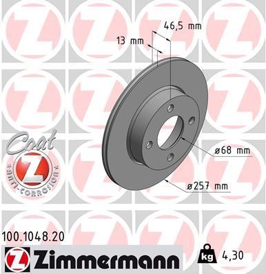 Otto Zimmermann 100104820 Brake disc 100104820: Buy near me in Poland at 2407.PL - Good price!