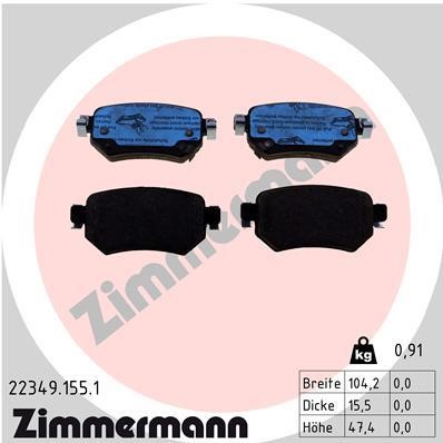 Otto Zimmermann 22349.155.1 Brake Pad Set, disc brake 223491551: Buy near me in Poland at 2407.PL - Good price!