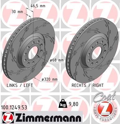 Otto Zimmermann 100.1249.53 Brake disk 100124953: Buy near me at 2407.PL in Poland at an Affordable price!