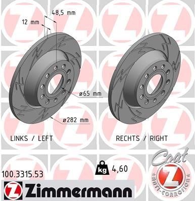 Otto Zimmermann 100.3315.53 Rear brake disc, non-ventilated 100331553: Buy near me at 2407.PL in Poland at an Affordable price!