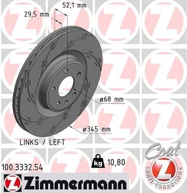 Otto Zimmermann 100.3332.54 Тормозной диск 100333254: Отличная цена - Купить в Польше на 2407.PL!