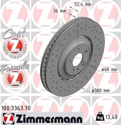 Otto Zimmermann 100.3363.70 Тормозной диск 100336370: Отличная цена - Купить в Польше на 2407.PL!