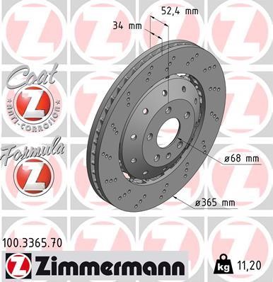 Otto Zimmermann 100.3365.70 Тормозной диск передний вентилируемый 100336570: Отличная цена - Купить в Польше на 2407.PL!