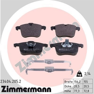 Otto Zimmermann 23404.205.2 Brake Pad Set, disc brake 234042052: Buy near me at 2407.PL in Poland at an Affordable price!