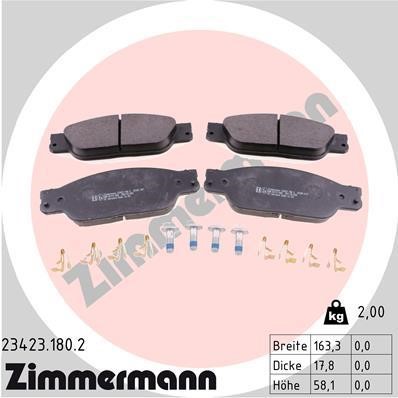 Otto Zimmermann 23423.180.2 Brake Pad Set, disc brake 234231802: Buy near me in Poland at 2407.PL - Good price!