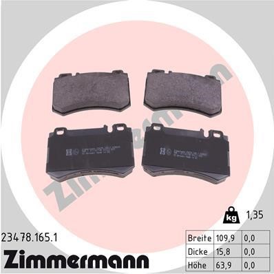 Otto Zimmermann 23478.165.1 Brake Pad Set, disc brake 234781651: Buy near me in Poland at 2407.PL - Good price!
