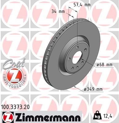 Otto Zimmermann 100.3373.20 Front brake disc ventilated 100337320: Buy near me in Poland at 2407.PL - Good price!