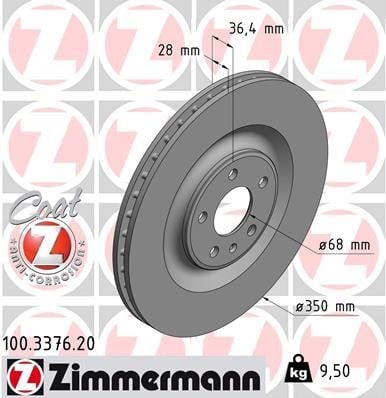 Otto Zimmermann 100.3376.20 Rear ventilated brake disc 100337620: Buy near me in Poland at 2407.PL - Good price!