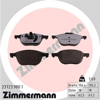 Otto Zimmermann 23723.980.1 Brake Pad Set, disc brake 237239801: Buy near me at 2407.PL in Poland at an Affordable price!