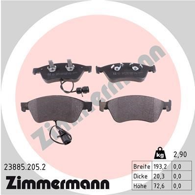 Otto Zimmermann 23885.205.2 Brake Pad Set, disc brake 238852052: Buy near me in Poland at 2407.PL - Good price!