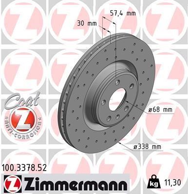 Otto Zimmermann 100.3378.52 Front brake disc ventilated 100337852: Buy near me in Poland at 2407.PL - Good price!