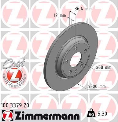 Otto Zimmermann 100. 3379. 20 Rear brake disc, non-ventilated 100337920: Buy near me in Poland at 2407.PL - Good price!
