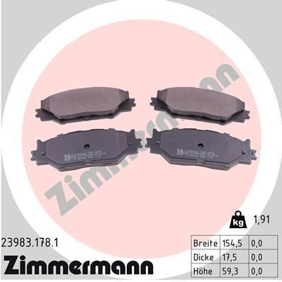 Otto Zimmermann 23983.178.1 Brake Pad Set, disc brake 239831781: Buy near me in Poland at 2407.PL - Good price!