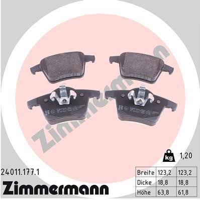 Otto Zimmermann 24011.177.1 Тормозные колодки дисковые, комплект 240111771: Отличная цена - Купить в Польше на 2407.PL!
