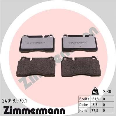 Otto Zimmermann 24098.970.1 Brake Pad Set, disc brake 240989701: Buy near me at 2407.PL in Poland at an Affordable price!