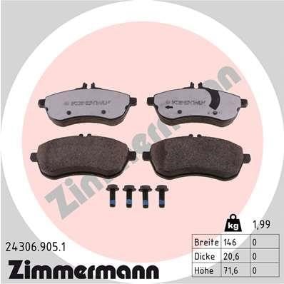 Otto Zimmermann 24306.905.1 Тормозные колодки дисковые, комплект 243069051: Отличная цена - Купить в Польше на 2407.PL!