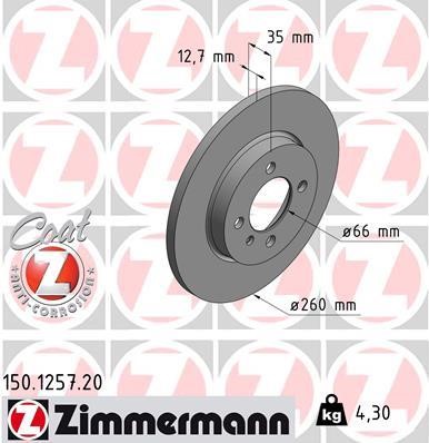 Otto Zimmermann 150.1257.20 Диск тормозной 150125720: Отличная цена - Купить в Польше на 2407.PL!