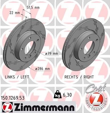 Otto Zimmermann 150.1269.53 Brake disk 150126953: Buy near me at 2407.PL in Poland at an Affordable price!