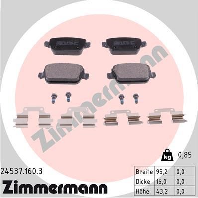 Otto Zimmermann 24537.160.3 Brake Pad Set, disc brake 245371603: Buy near me in Poland at 2407.PL - Good price!